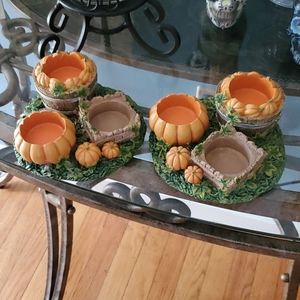 Pumpkin tea light holders, set of 2.